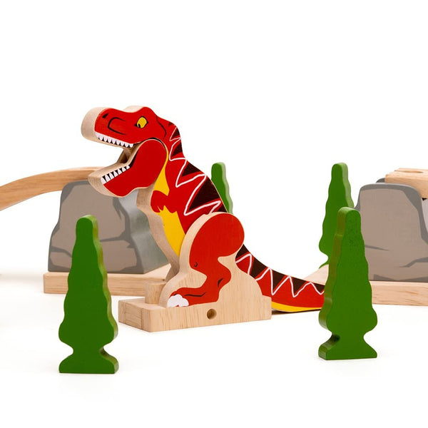 Bigjigs Rail, T-Rex Bursting Bridge, Wooden Toys, Dinosaur Toys, Bigjigs Train Accessories, Dinosaur Track, Wooden Train Sets, Trains for Kids, Bigjigs Trains