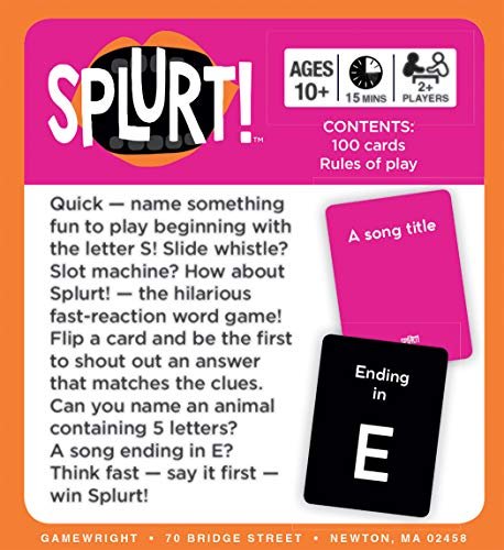 Gamewright Splurt! - Think Fast. Say it First! - Portable Party Card Game, Pink