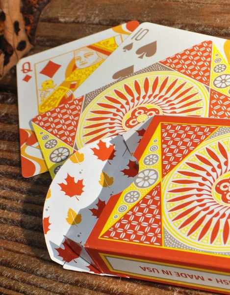 Tally-Ho Autumn Circle Back Playing Cards, Orange