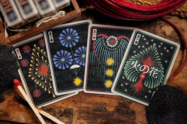 Kings Wild Project Flower Of Fire Luxury Playing Cards - Standard Edition, Poker Size Custom Index, Firework-Themed Collectible Deck