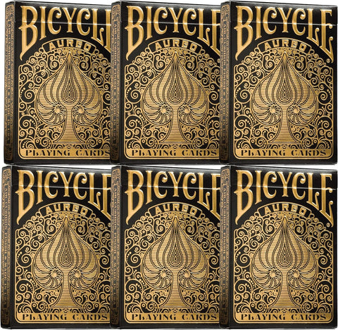 Bicycle Playing Cards 6 Deck Aureo Black Collector's Bundle with Gold Foil Tuck Box.