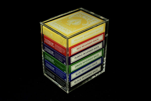 Carat X6 Clear Acrylic Half Brick Playing Card Deck Case, Magnetic 6 Deck Storage Display Holder for Collectible Poker Cards