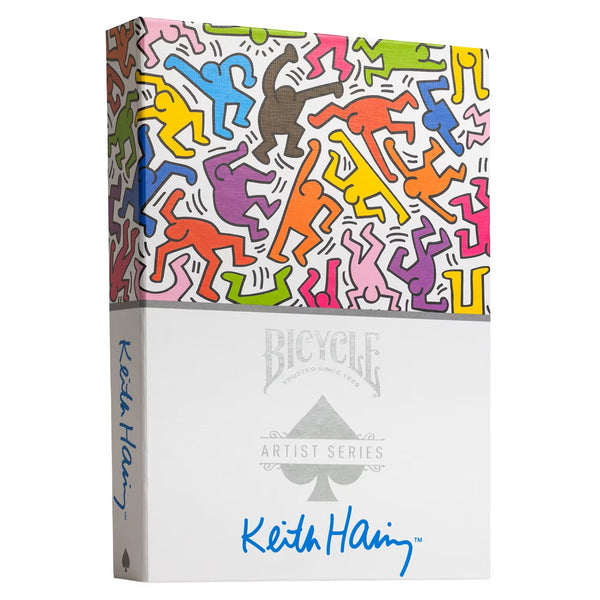 Bicycle Artist Series Keith Haring Playing Cards Box Set, 2 Deck Collectible Poker Card Set with Book-Style Gift Box, Red/Blue