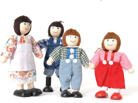 Tidlo Wooden Farm Family Set – 4-Piece Poseable Farmer Figurines for Dollhouses & Farm Playsets – Durable Wooden People for Imaginative Play, Preschool Learning, and Farm Toys Accessories