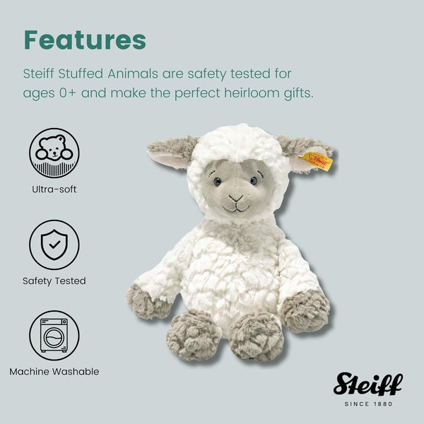 Steiff Lita Lamb Toy Figure - Premium Soft Cuddly Friends Stuffed Animal for Kids (White/Taupe, 12")