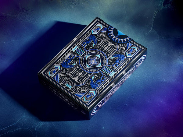 theory11 Avatar Premium Playing Cards, Poker Size Custom Index, Pearlescent Blue and Silver Foil Tuck Box