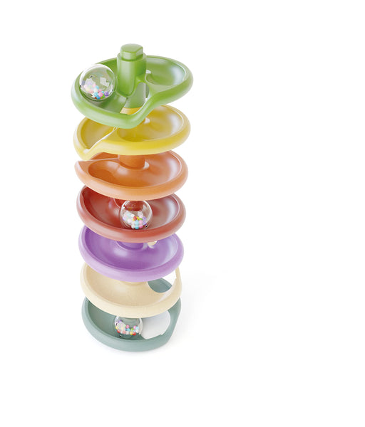 Quercetti - Spiral Tower PlayBio - Classic Ball Drop and Roll Toy Made with Eco-Friendly Bioplastic, for Kids Ages 1 Year +