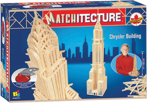 Matchitecture - Chrysler Building - Wooden Beam Construction Kit - Cut, Glue and Assemble to Create a 3D Design - 850 Pieces, 1+ Players Ages 14+