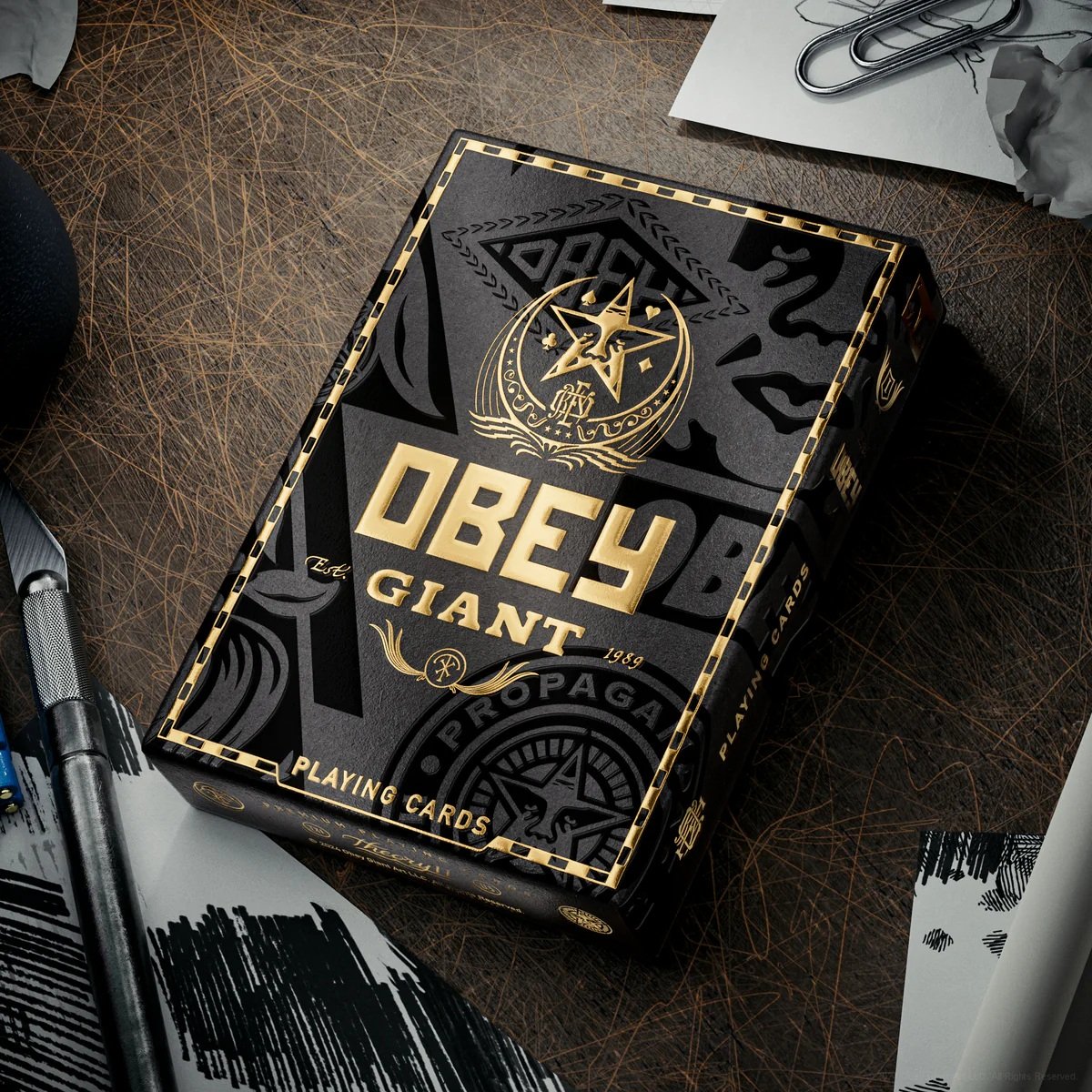 theory11 OBEY Gold Edition Premium Playing Cards, Poker Size Standard Index
