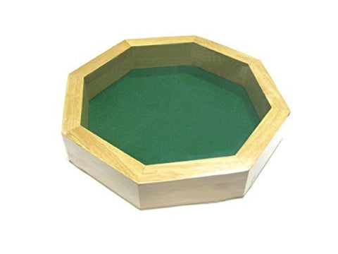 Koplow Games 10" Wood Dice Tray - Octagon Felt-Lined Solid Wood Roll & Contain Tray for RPG, Board Games & Dice Sets
