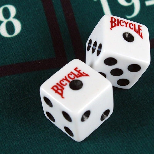Bicycle Standard Dice 10-Pack – 16 mm White & Black Six-Sided D6 Gaming Dice Set