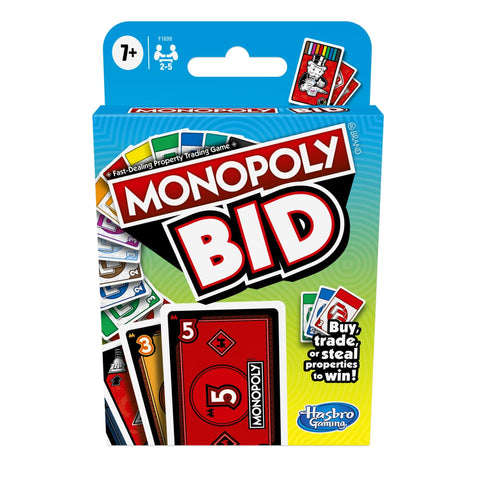 Hasbro Gaming Monopoly Bid Game, Quick-Playing Card Game for 4 Players, Game for Families and Kids Ages 7 and Up