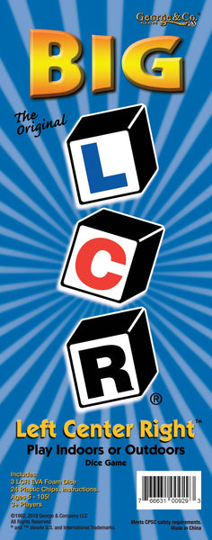 Big LCR® Left Center Right™ Dice Game - Oversized 3.5" Foam Dice - Party Game for 3+ Players