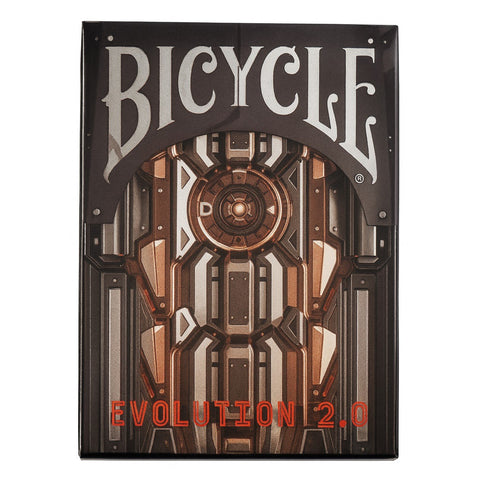 Bicycle Evolution 2.0 Playing Cards, Poker Size Custom Index, Cyber Metallic Red/White/Grey Back Design, Includes Gaff & Jokers, Premium USPCC Deck for Cardists, Magicians & Collectors