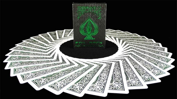 Bicycle MetalLuxe Emerald Playing Cards Limited Edition by JOKARTE, Premium USPCC Poker Size Deck with Real Metal Foil, Black Embossed Box, Collectible Card Deck for Magic, Poker, Games and Display