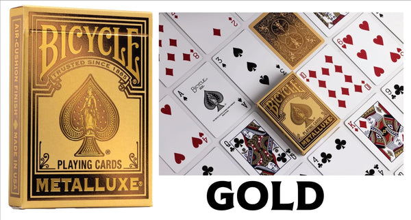 Bicycle Metalluxe Premium Playing Cards Collector's Bundle - Set of 6 Decks in Stunning Gold, Green, Red, Silver, Orange, and Blue Finishes