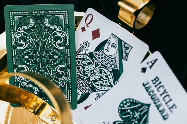 Bicycle Jacquard Premium Playing Cards, Silver and Emerald Green, Poker Size Standard Index