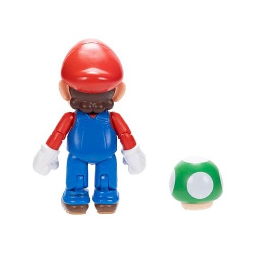 Super Mario 4 Inch Mario Action Figure with 1-Up Mushroom, 11 Points of Articulation, Collectible Nintendo Toy, Ages 3+