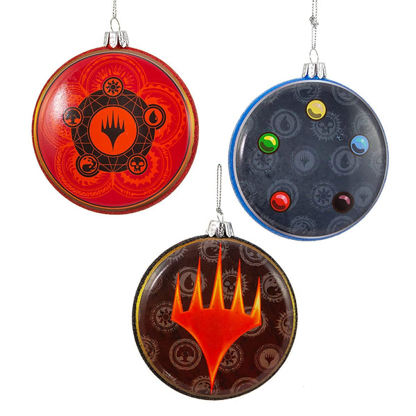 Kurt S. Adler Magic The Gathering Disc Ornaments, 3 Piece Set, Multi-Colored