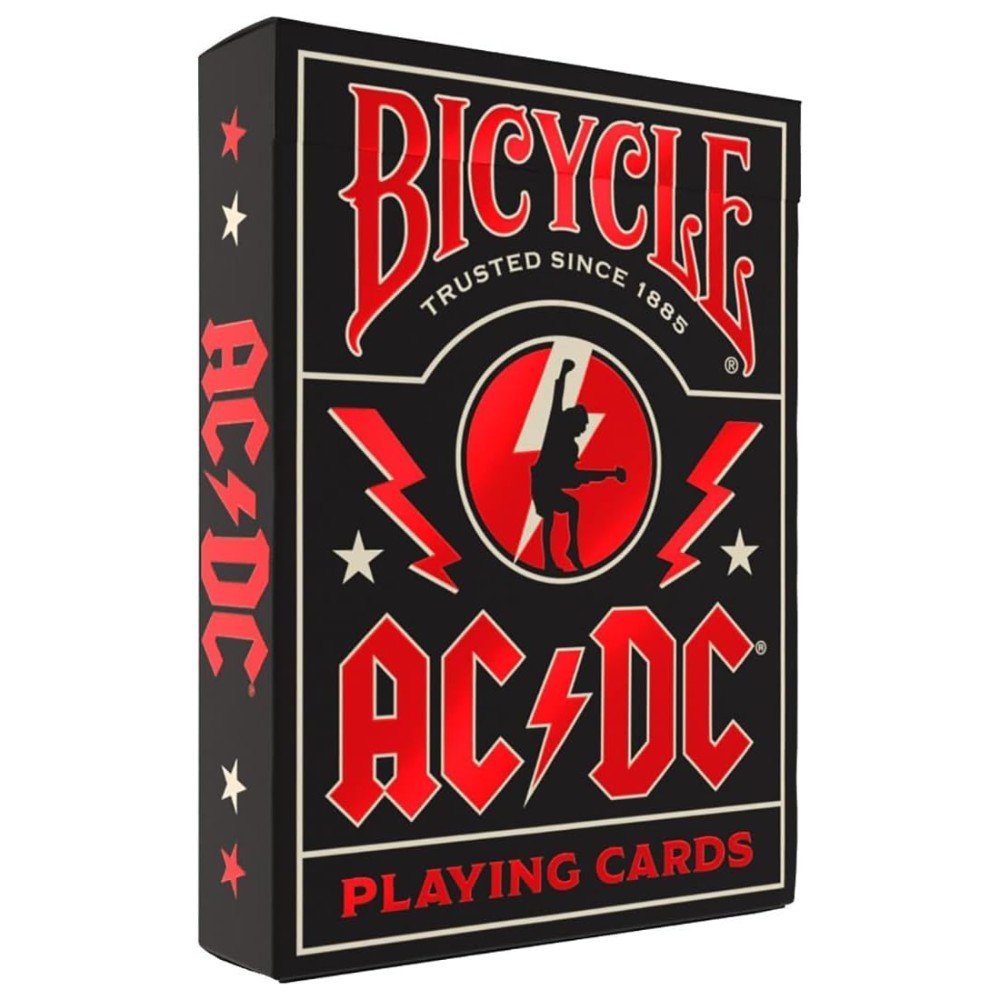 Bicycle AC/DC Playing Cards, Features Iconic ACDC Song Titles and Band Designs, Red and Black, 1 Deck