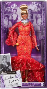 Barbie Inspiring Women Doll, Celia Cruz Queen of Salsa Collectible in Red Lace Dress with Golden Microphone & Doll Stand