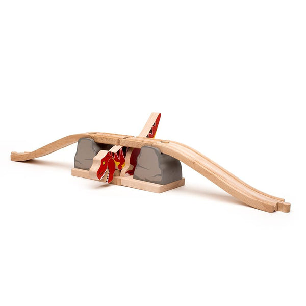 Bigjigs Rail, T-Rex Bursting Bridge, Wooden Toys, Dinosaur Toys, Bigjigs Train Accessories, Dinosaur Track, Wooden Train Sets, Trains for Kids, Bigjigs Trains