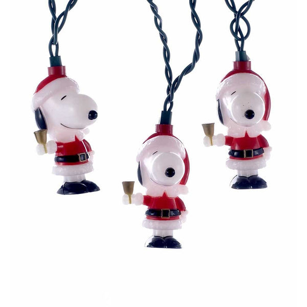 Kurt Adler Peanuts 10-Light Santa Suit Snoopy Christmas Light Set, Multicolor String Lights