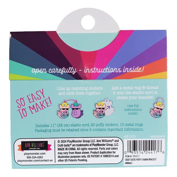 Craft-tastic DIY Puffy Charm Bracelet Animals - Kids Bracelet Making Kit, Make 10 Animal Charms, Arts and Crafts Activity, 31 Pieces, Ages 6+