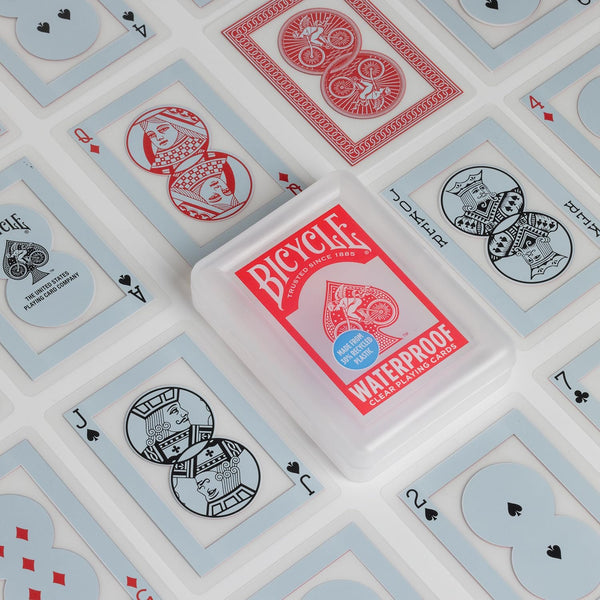 Bicycle Waterproof Red Playing Cards, Clear Plastic Playing Cards, Made from 30% Recycled Plastic, Perfect for Pool Games, Beach Trip, or Party Games
