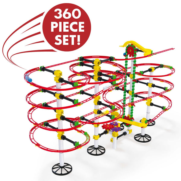 Quercetti Skyrail Ottovolante Elevator, 360 Piece Marble Run Roller Coaster Building Set, Ages 7-14