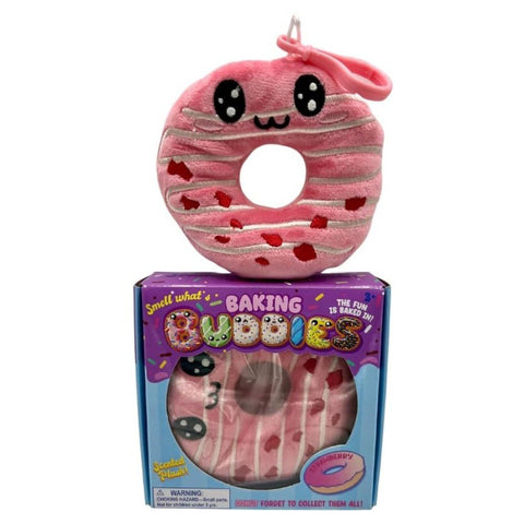 Kalan Baking Buddies Strawberry Frosted Donut Scented Plush Bag Clip – Cute Clip-On Keychain, Soft Donut Plushie with Sweet Strawberry Aroma – Collectible Accessory for Kids & Teens