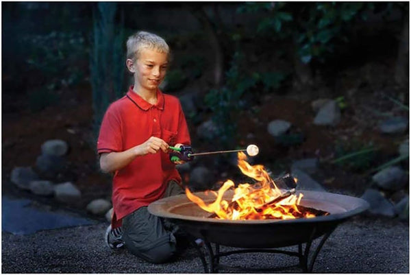 Hog Wild Reel Roaster, 27" - For Marshmallows, Hot Dogs, Camping, Barbeques, Campfires, Fire Pits, Fireplaces, Grills & More - Stainless Steel Extendable Rotating Skewer - Gift for Kids & Adults 8+