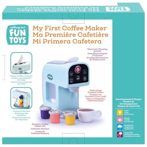 Nothing But Fun Toys My First Coffee Maker Playset Designed for Children Ages 3+ Years Teal 10.35" x 5.63" x 9.57"
