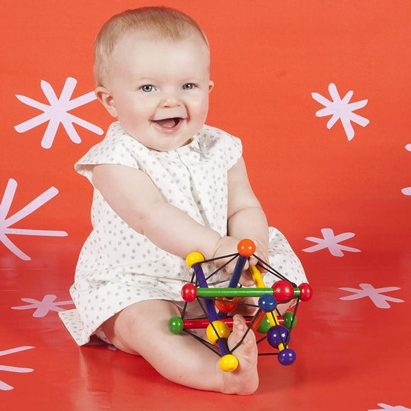 Manhattan Toy - Skwish Classic - A One of a Kind Wood Rattle and Teether Toy with Primary Colors, Ages 0+