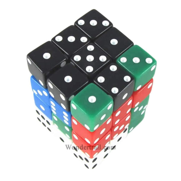 Koplow Games Assorted Opaque Squared Corner Dice 12mm (1/2in) Six Sided (d6) Pack of 36