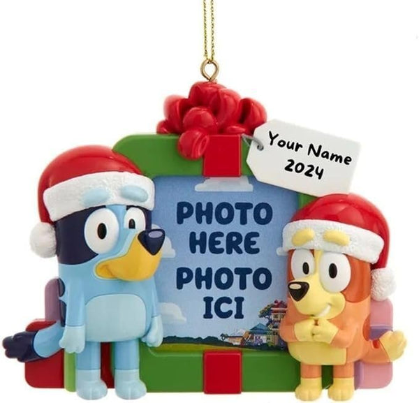 Kurt S. Adler 4.3" Bluey and Bingo Picture Frame Ornament with 2.5" Photo Insert