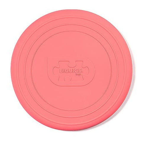 Bigjigs Toys Frisbee Flying Disc (Coral Pink) - Silicone Frisbee for Kids, Quality Flying Saucers, Beach Toys & Garden Toys, Holiday Toys for Toddlers