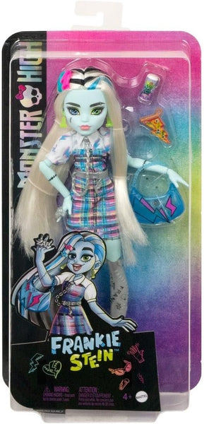 Monster High Frankie Stein Day Out Doll with Accessories, Articulated Poseable Fashion Doll, Frankenstein-Inspired Outfit & Themed Accessories, Ages 4+, HKY73