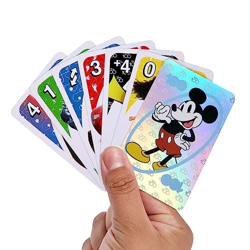 UNO Disney 100 Card Game for Kids, Featuring Disney Characters, Collectible Foil Card