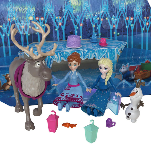 Mattel Disney Frozen Toys, Anna & Elsa Small Doll Advent Calendar with 2 Friend Figures, Moldable Sand & 24 Play Pieces, Inspired by Olaf’s Frozen Adventure