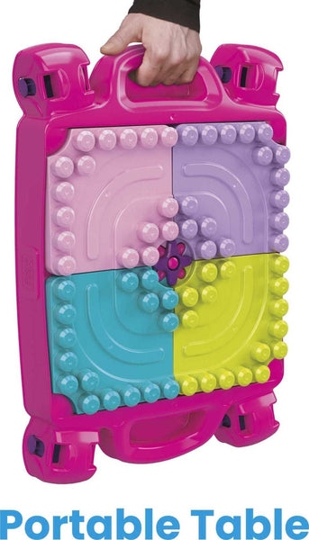 MEGA BLOKS First Builders Toddler Blocks Toy Set, Build ‘n Learn Activity Table with 30 Pieces and Storage, Pink, Ages 1+ Years