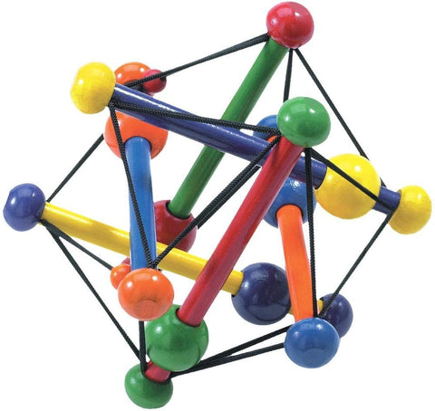 Manhattan Toy - Skwish Classic - A One of a Kind Wood Rattle and Teether Toy with Primary Colors, Ages 0+