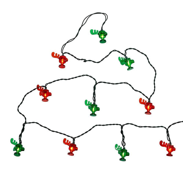 Kurt Adler Plastic 10-Light National Lampoon red and Green Wally World Moose Mug Light Set