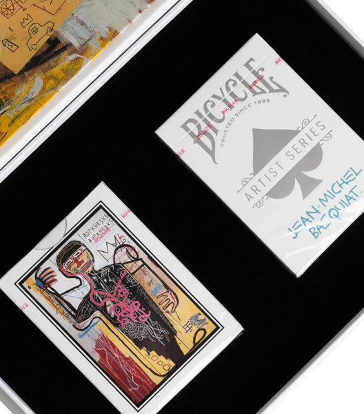 Bicycle Artist Series Jean-Michel Basquiat Playing Cards Box Set, 2 Deck Collectible Poker Card Set with Book-Style Gift Box, Red/Blue