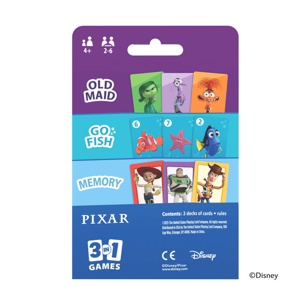 Bicycle Disney Games Bundle: 3 in 1 Mickey Card Games, 3 in 1 Pixar Card Games, and Disney Pixar Forks: Plays Like Spoons, Includes 7 Different Games