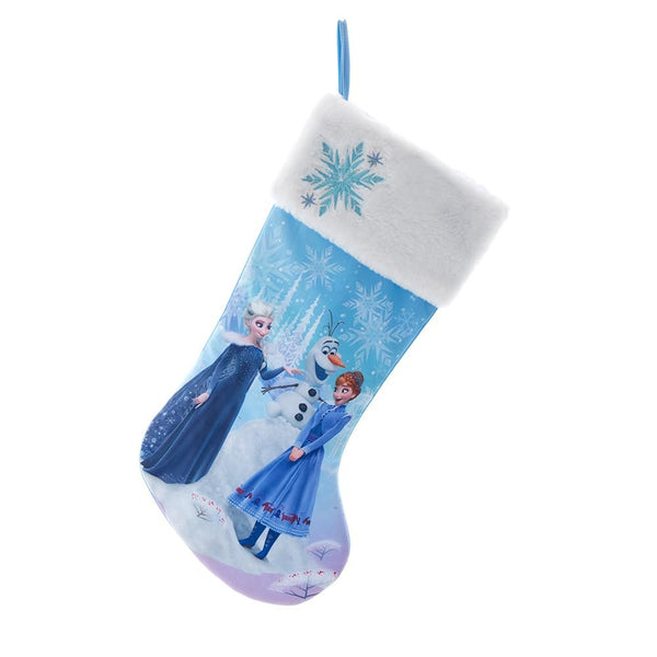 Disney Kurt Adler 19 Inch Frozen Embroidered Cuff Christmas Stocking, Blue