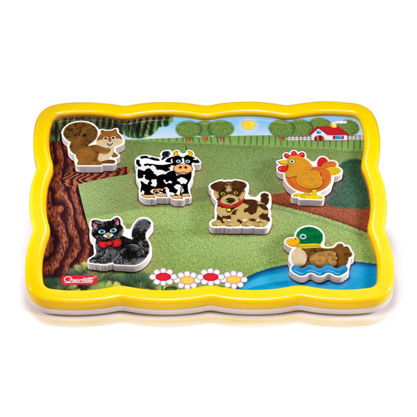 Quercetti - Smart Puzzle Farm - Two-Sided Magnetic Puzzle with 13 Farm Animal Shapes