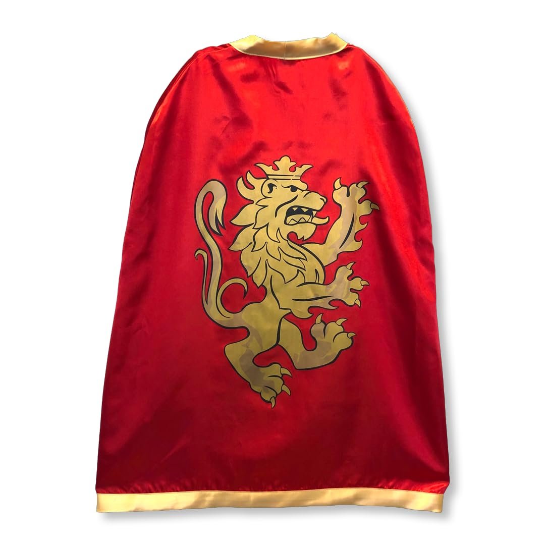 Liontouch - Noble Knight Cape for Boys, Red | Age 3-8 Years - One Size Fits All | Medieval Pretend Play Toy Cloak for Kids | Dress Up, Fancy Dresses, Cosplay & Royal Knight Costume Accessory