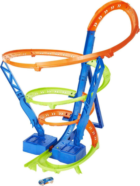 Hot Wheels Action Spiral Speed Crash Track Set, Powered by Motorized Booster 29-in Tall Track with 1:64 Scale Toy Car, Ages 5+