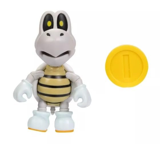 JAKKS Pacific Super Mario 4 Inch Dry Bones Action Figure with with Coin, 11 Points of Articulation, Collectible Nintendo Toy, Ages 3+